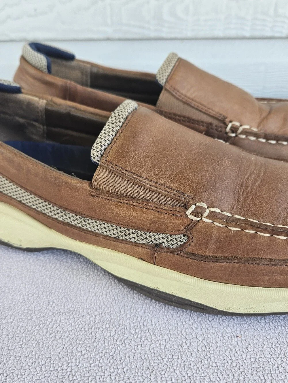 Sperry Intrepid Slip-On Boat Shoes Loafer Men SZ 12 Brown Leather STS10841
